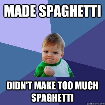 Made Spaghetti Didn't make too much spaghetti  Success Kid