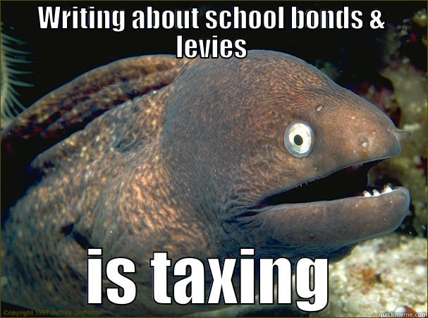 WRITING ABOUT SCHOOL BONDS & LEVIES IS TAXING Bad Joke Eel