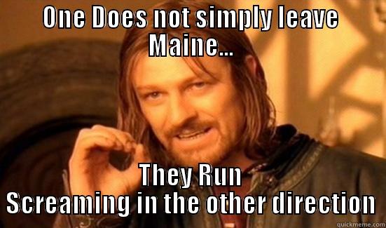 ONE DOES NOT SIMPLY LEAVE MAINE... THEY RUN SCREAMING IN THE OTHER DIRECTION Boromir