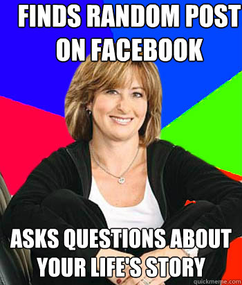 finds random post on facebook asks questions about your life's story  Sheltering Suburban Mom