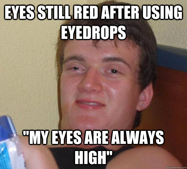 Eyes still red after using eyedrops 