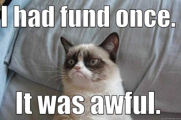 I HAD FUND ONCE.  IT WAS AWFUL. Grumpy Cat