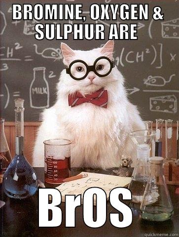 BROMINE, OXYGEN & SULPHUR ARE  BROS Chemistry Cat