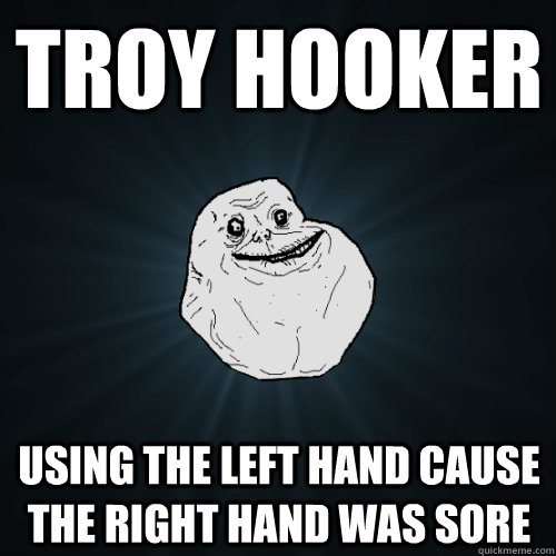 Troy Hooker Using the left hand cause the right hand was sore  Forever Alone