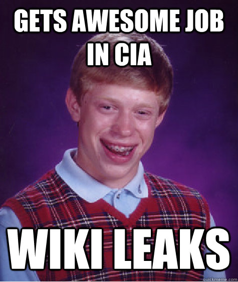 gets awesome job in CIA wiki leaks  Bad Luck Brian