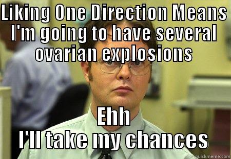 Liking One Direction - LIKING ONE DIRECTION MEANS I'M GOING TO HAVE SEVERAL OVARIAN EXPLOSIONS EHH I'LL TAKE MY CHANCES Schrute