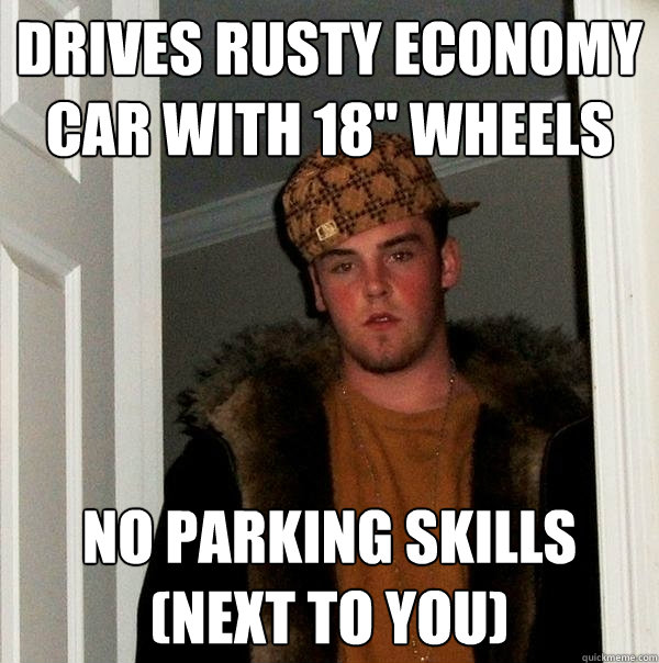 drives rusty economy car with 18