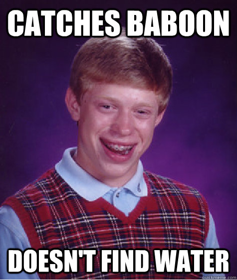 Catches baboon Doesn't find water - Catches baboon Doesn't find water  Bad Luck Brian