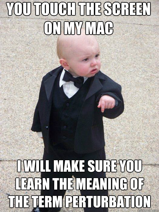 You touch the screen on my mac I will make sure you learn the meaning of the term perturbation   Baby Godfather