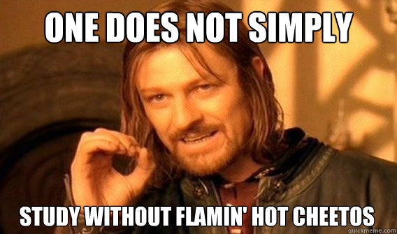 ONE DOES NOT SIMPLY STUDY WITHOUT FLAMIN' HOT CHEETOS  One Does Not Simply