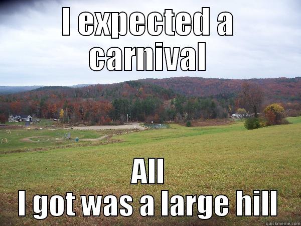 I EXPECTED A CARNIVAL ALL I GOT WAS A LARGE HILL Misc