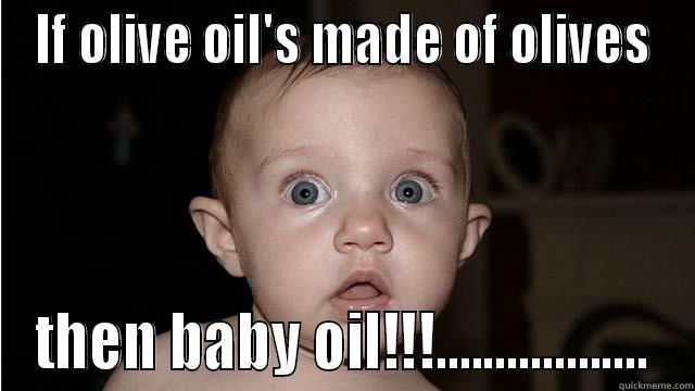 IF OLIVE OIL'S MADE OF OLIVES THEN BABY OIL!!!.................. Misc