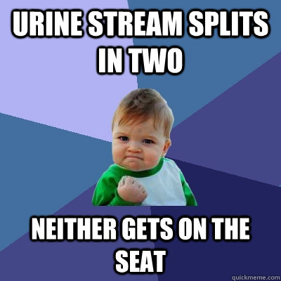 Urine stream splits in two neither gets on the seat  Success Kid