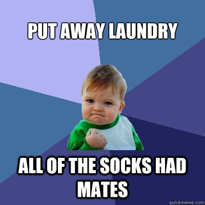 Put away laundry all of the socks had mates  Success Kid