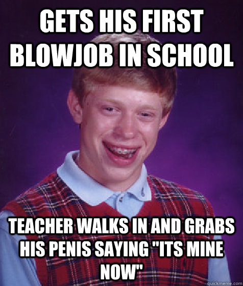 Gets his first blowjob in school Teacher walks in and grabs his penis saying 