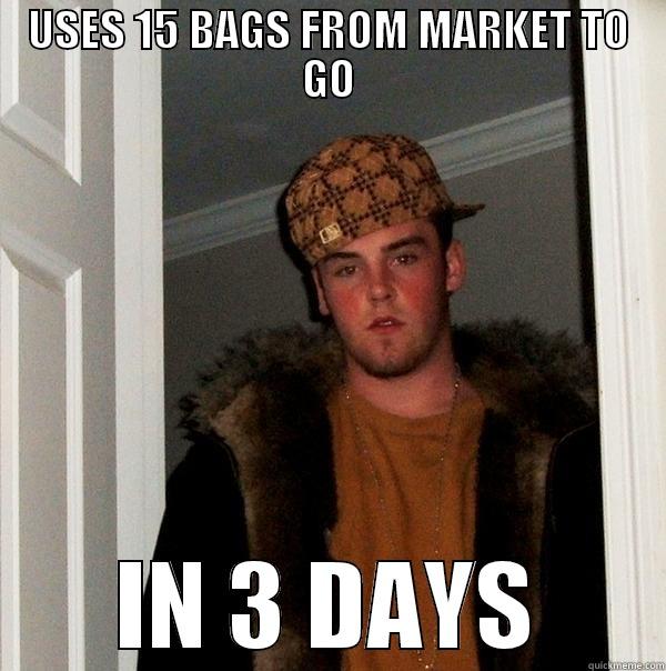 Scumbag Steve is too cool for the new bag policy - USES 15 BAGS FROM MARKET TO GO IN 3 DAYS Scumbag Steve