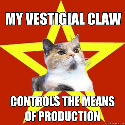 my vestigial claw controls the means of production  Lenin Cat