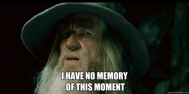  I have no memory
 of this moment  I have no memory Gandalf