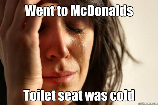 Went to McDonalds Toilet seat was cold  First World Problems