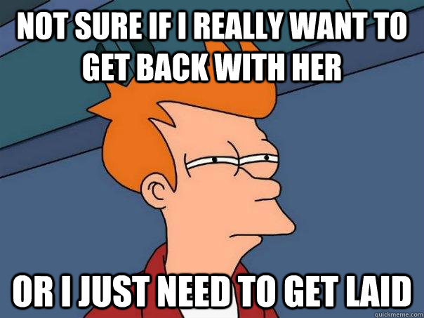 Not sure if I really want to get back with her Or i just need to get laid  Futurama Fry