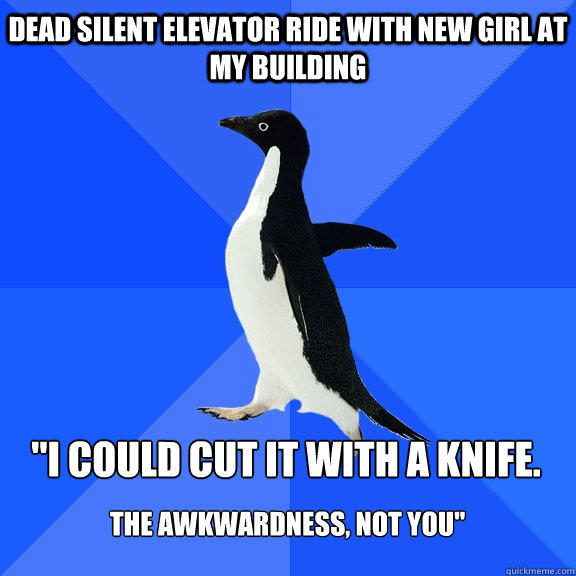 dead silent elevator ride with new girl at my building 