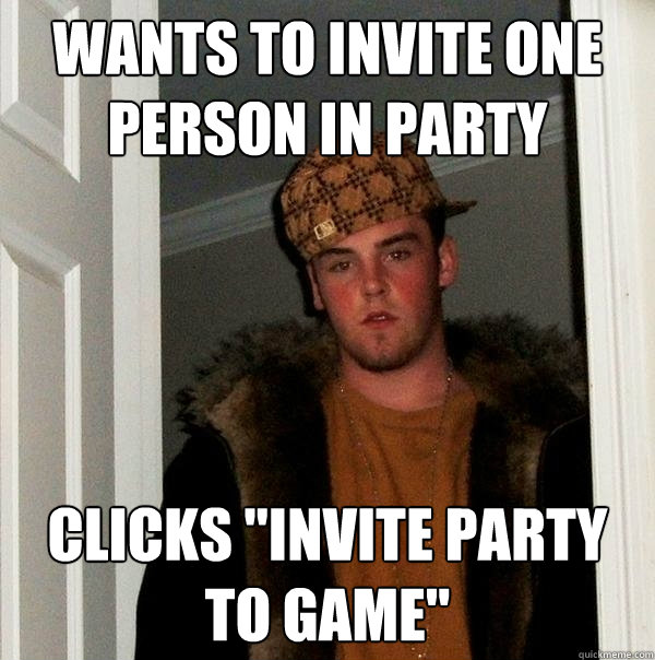 wants to invite one person in party clicks 