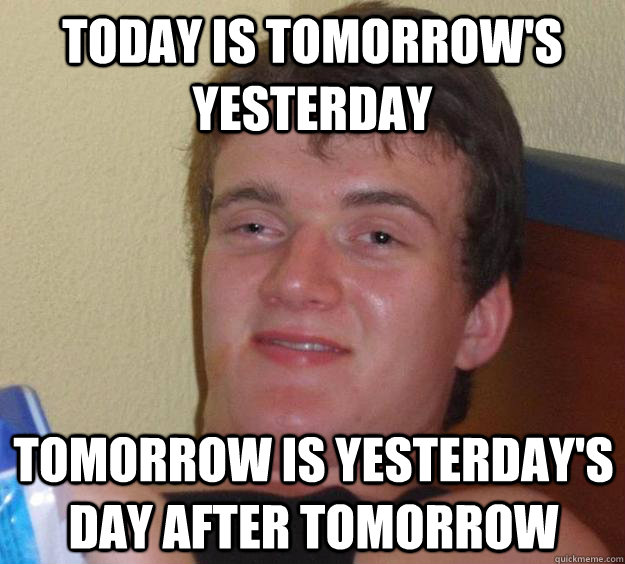 today is tomorrow's yesterday tomorrow is yesterday's day after tomorrow  10 Guy