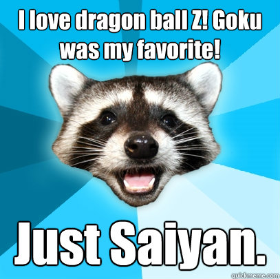 I love dragon ball Z! Goku was my favorite! Just Saiyan.  Lame Pun Coon