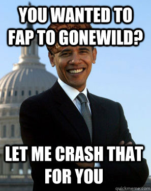 You wanted to fap to gonewild? Let me crash that for you  Scumbag Obama