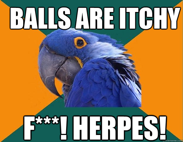 Balls are itchy F***! Herpes! - Balls are itchy F***! Herpes!  Paranoid Parrot