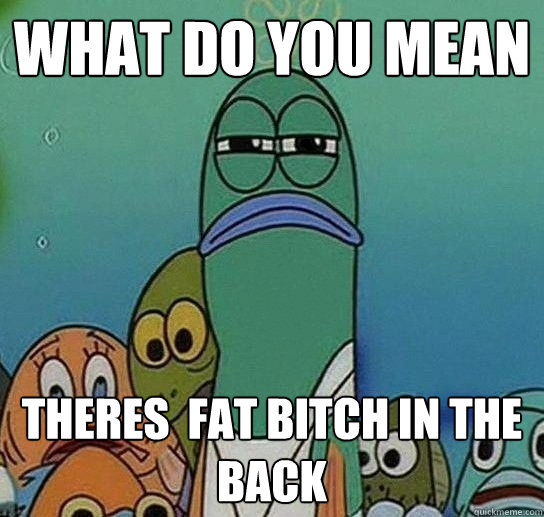 WHAT DO YOU MEAN theres  fat bitch in the back  Serious fish SpongeBob