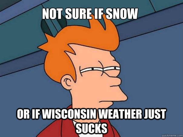 not sure if snow or if wisconsin weather just sucks  Futurama Fry