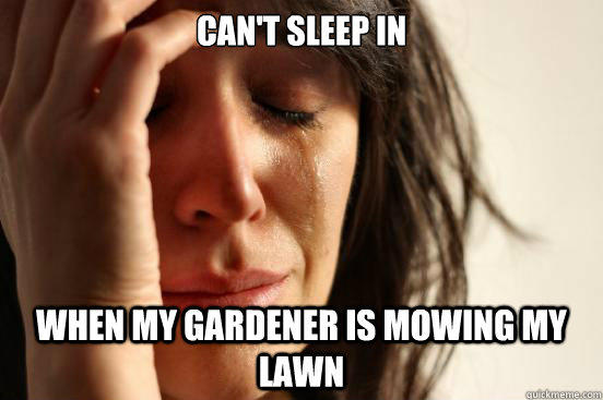 Can't sleep in when my gardener is mowing my lawn  