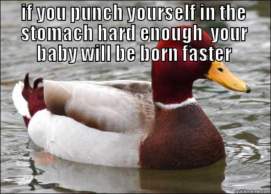 IF YOU PUNCH YOURSELF IN THE STOMACH HARD ENOUGH  YOUR BABY WILL BE BORN FASTER  Malicious Advice Mallard