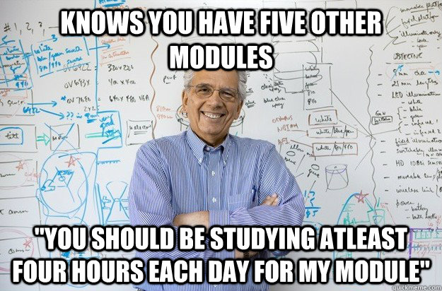 Knows you have five other modules 