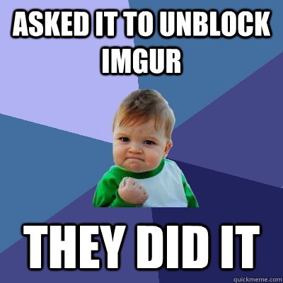 Asked IT to unblock imgur They did it  Success Kid