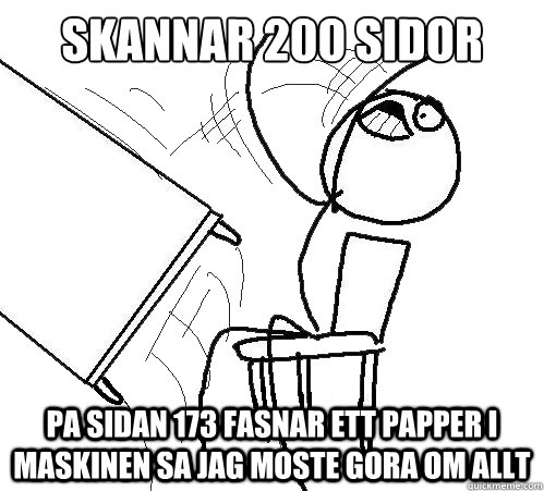 skannar 200 sidor pa sidan 173 fasnar ett papper i maskinen sa jag moste gora om allt  Flip A Table