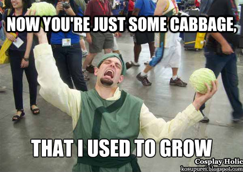 Now you're just some cabbage, That i used to grow  Avatar Cabbage Merchant