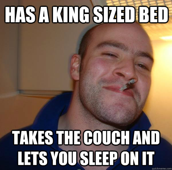 Has a king sized bed takes the couch and lets you sleep on it - Has a king sized bed takes the couch and lets you sleep on it  Misc