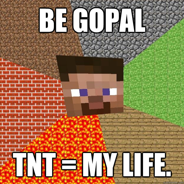 BE GOPAL TNT = MY LIFE.  Minecraft