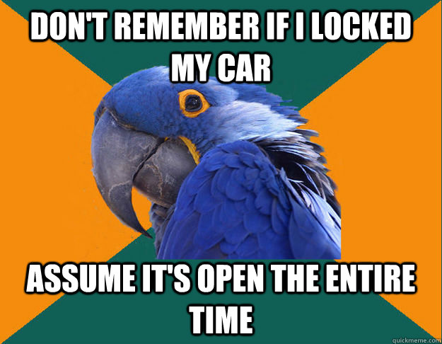 Don't remember if i locked my car assume it's open the entire time - Don't remember if i locked my car assume it's open the entire time  ParanoidParrot2