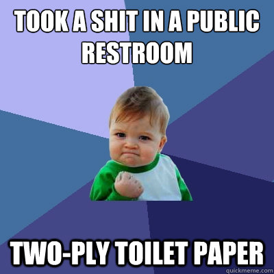 took a shit in a public restroom Two-ply toilet paper - took a shit in a public restroom Two-ply toilet paper  Success Kid