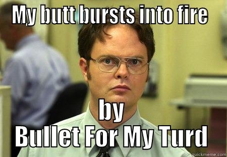 MY BUTT BURSTS INTO FIRE  BY BULLET FOR MY TURD Schrute