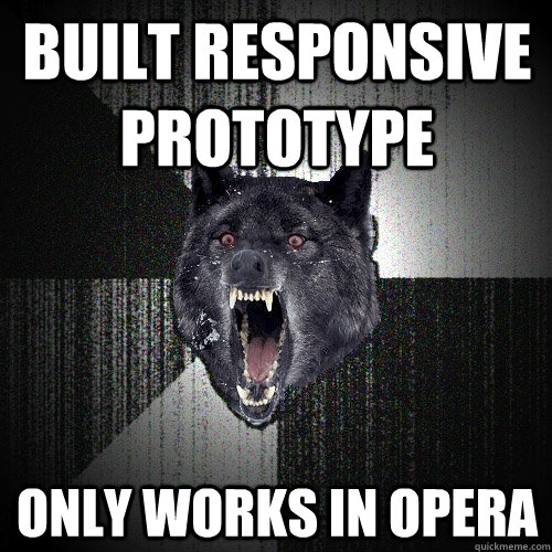 Built responsive prototype Only works in Opera  Insanity Wolf