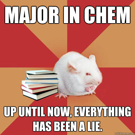 Major in Chem up until now, everything has been a lie.  Science Major Mouse