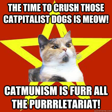 The time to crush those catpitalist dogs is meow! catmunism is furr all the purrrletariat!  Lenin Cat