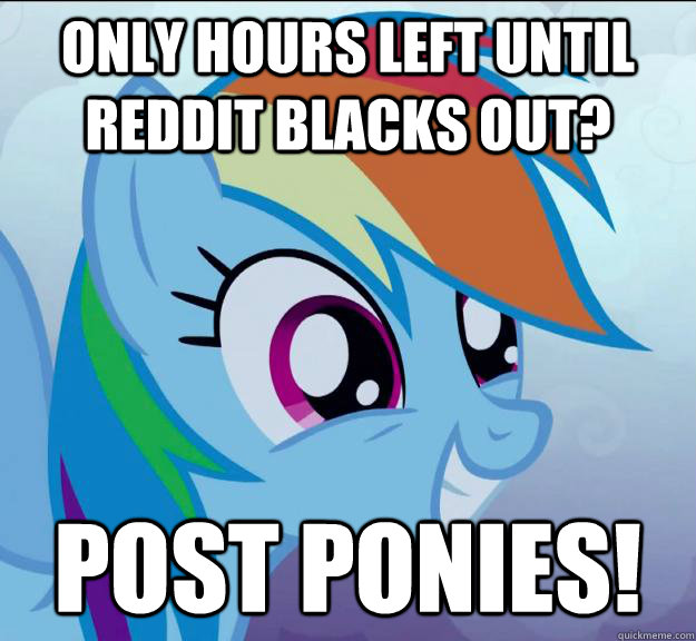 Only hours left until reddit blacks out? post ponies!  Rainbow Dash DO WANT