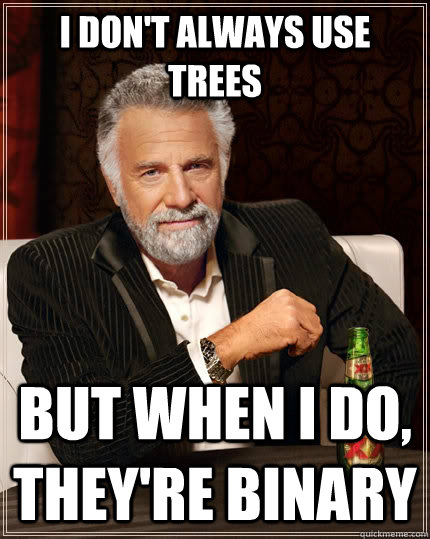 I don't always use trees but when I do, they're binary  The Most Interesting Man In The World