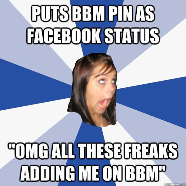 puts bbm pin as facebook status 