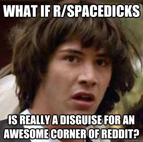 What if r/spacedicks is really a disguise for an awesome corner of reddit? - What if r/spacedicks is really a disguise for an awesome corner of reddit?  conspiracy keanu